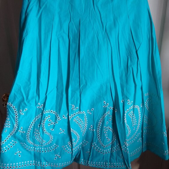 talbots skirt with palsy eyelets teal size ten - Picture 3 of 4